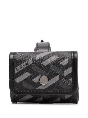 Versace Greca-print buckle-fastening wallet - Black