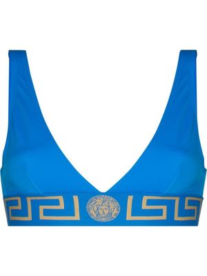 Versace Greca triangle bikini top - Blue