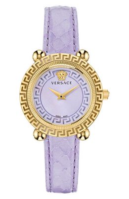 Versace Greca Twist Leather Strap Watch