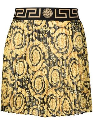 Versace Greca waistband pleated skirt - Black