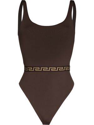 Versace Greca waistband sleeveless bodysuit - Brown