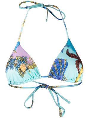 Versace halterneck bikini-top - Blue