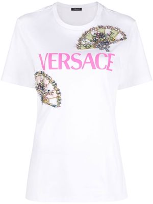 Versace I Ventagli crystal-embellished T-shirt - White