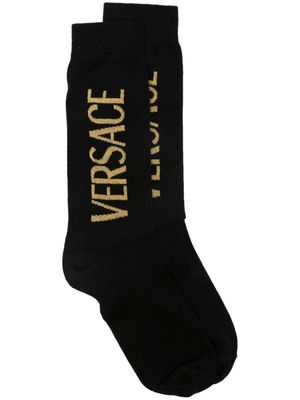 Versace intarsia knit-logo socks - Black