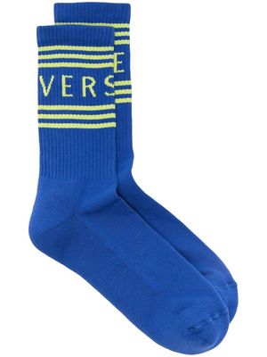 Versace intarsia-knit logo socks - Blue