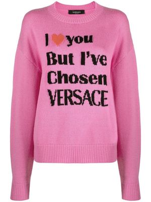 Versace intarsia-knit long-sleeve jumper - Pink