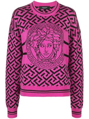 Versace intarsia-knit motif jumper - Pink