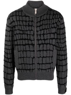 Versace intarsia-knit zip-front sweatshirt - Grey