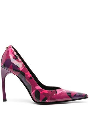 Versace Jeans Couture 100mm graffiti-print pointed pumps - Pink