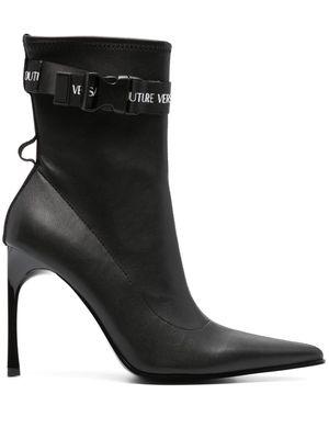 Versace Jeans Couture 105mm branded-strap ankle boots - Black