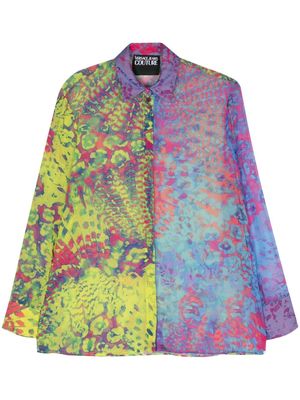 Versace Jeans Couture abstract-print sheer shirt - Blue