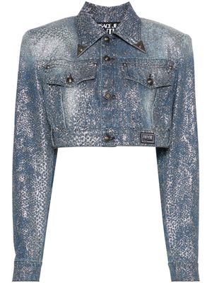 Versace Jeans Couture Animalier cropped denim jacket - Blue
