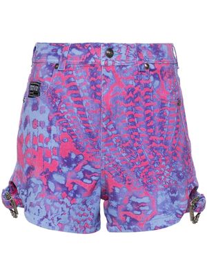 Versace Jeans Couture Animalier denim shorts - Pink