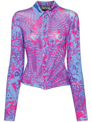 Versace Jeans Couture Animalier-print long-sleeve shirt - Blue