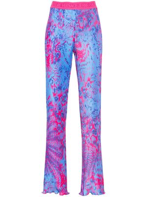 Versace Jeans Couture Animalier-print pleated trousers - Blue