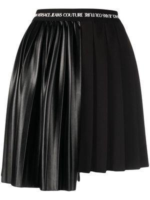 Versace Jeans Couture asymmetric pleated mini skirt - Black