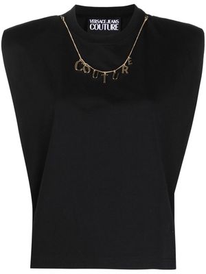 Versace Jeans Couture attached-necklace sleeveless cotton top - Black