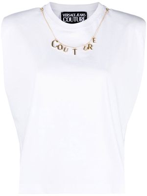 Versace Jeans Couture attached-necklace sleeveless cotton top - White