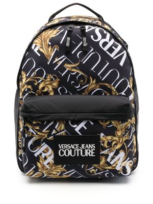 Versace Jeans Couture Barocco-logo print backpack - Black