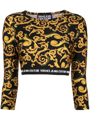 Versace Jeans Couture Barocco-print crop top - Black