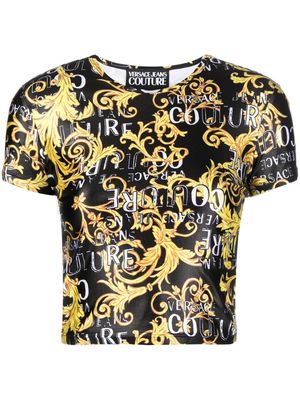 Versace Jeans Couture Barocco-print cropped T-shirt - Black