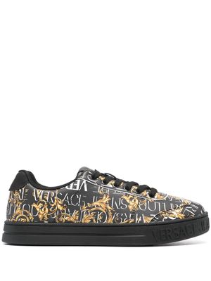 Versace Jeans Couture Barocco-print leather sneakers - Black