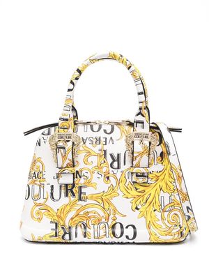 Versace Jeans Couture Barocco-print logo-buckle tote bag - White