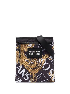 Versace Jeans Couture Barocco -print logo patch crossbody bag - Black