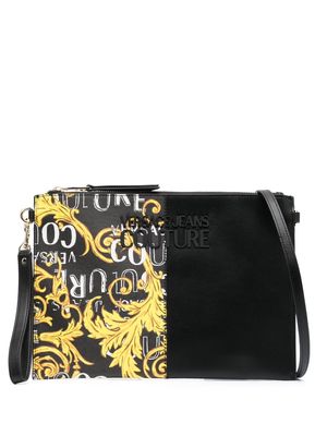 Versace Jeans Couture Barocco-print logo-plaque clutch bag - Black