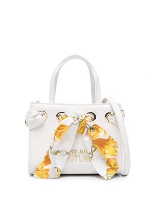 Versace Jeans Couture Barocco scarf faux-leather tote bag - White