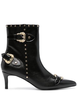 Versace Jeans Couture Baroque-buckle 80mm ankle boots - Black