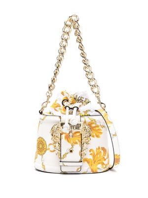 Versace Jeans Couture baroque-buckle bucket bag - White