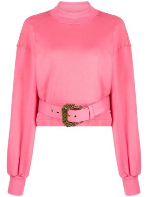 Versace Jeans Couture Baroque-buckle cropped sweatshirt - Pink