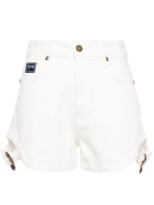 Versace Jeans Couture Baroque Buckle denim shorts - White