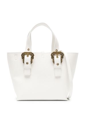 Versace Jeans Couture Baroque-buckle grain-texture tote bag - White