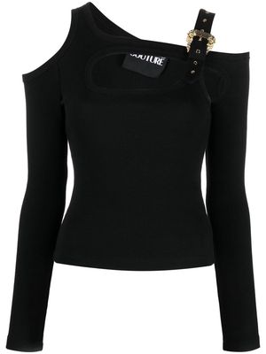 Versace Jeans Couture Baroque Buckle ribbed cut-out top - Black