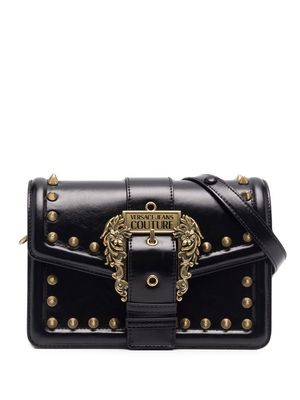 Versace Jeans Couture Baroque-buckle studded shoulder bag - Black