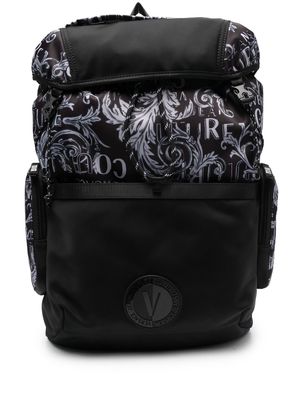 Versace Jeans Couture baroque logo-print backpack - Black