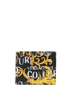 Versace Jeans Couture baroque logo-print leather wallet - Black