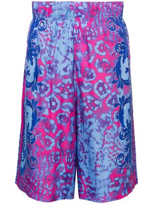 Versace Jeans Couture Baroque-pattern bermuda shorts - Blue