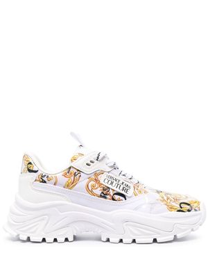 Versace Jeans Couture baroque-pattern lace-up sneakers - White