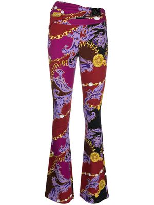 Versace Jeans Couture baroque-pattern print flared trousers - Purple