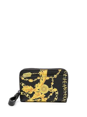 Versace Jeans Couture baroque-pattern print leather wallet - Black
