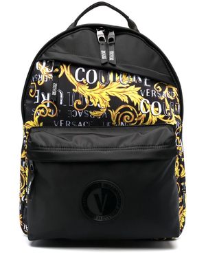 Versace Jeans Couture baroque pattern-print zip-up backpack - Black