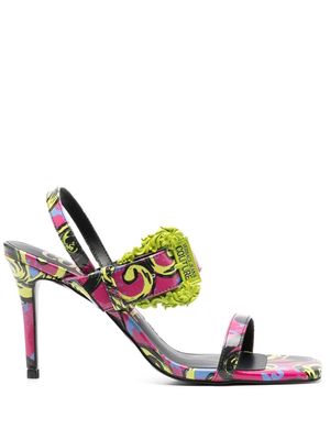 Versace Jeans Couture baroque-print 90mm square-toe sandals - Pink