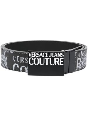 Versace Jeans Couture baroque-print buckle leather belt - Black