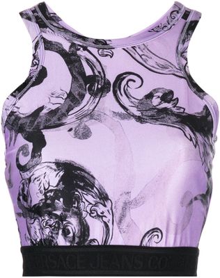Versace Jeans Couture baroque-print cropped racerback top - Purple