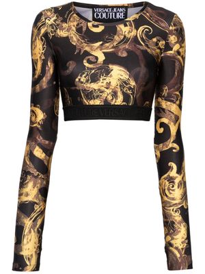 Versace Jeans Couture baroque-print cropped top - Black