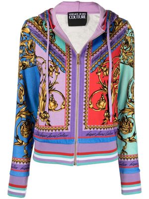 Versace Jeans Couture baroque-print hooded jacket - Purple