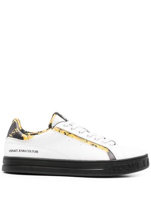 Versace Jeans Couture Baroque-print leather sneakers - White